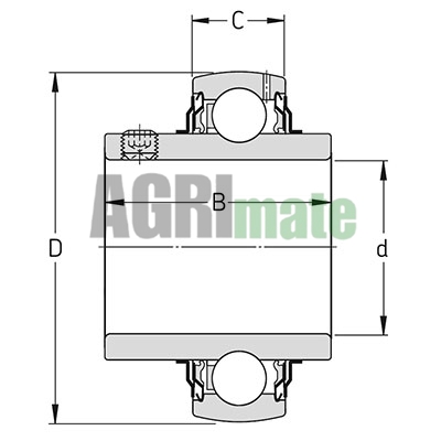 Technical drawing for Y-BEARING WITH GRUB SCREWS
UC 203