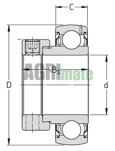 Technical drawing for Y-BEARINGS ECCENTRIC LOCKING COLLAR
YET 208