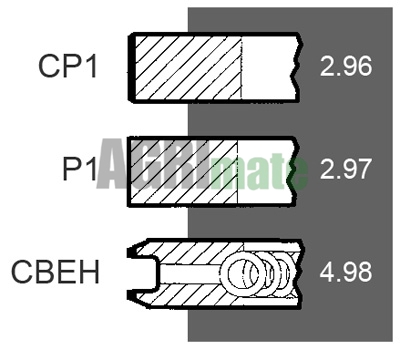 Technical drawing for PISTON RING SET
Ø 102 MM – STD