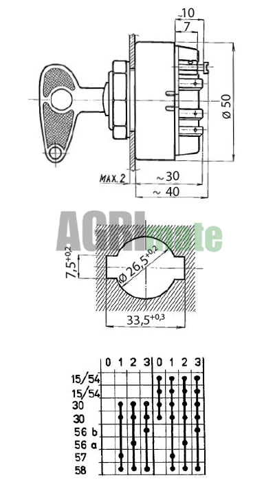 Technical drawing for IGNITION SWITCH
(0-1-2-3)